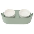 thumbnail image 1 of Ceramics Cat Raised Bowls, Easy Cleaning Elevated Cat Food Bowls Rounded Bowl Edge Prevent Spill Cervical Spine Protection  For Healthy Eating White,Green, 1 of 8
