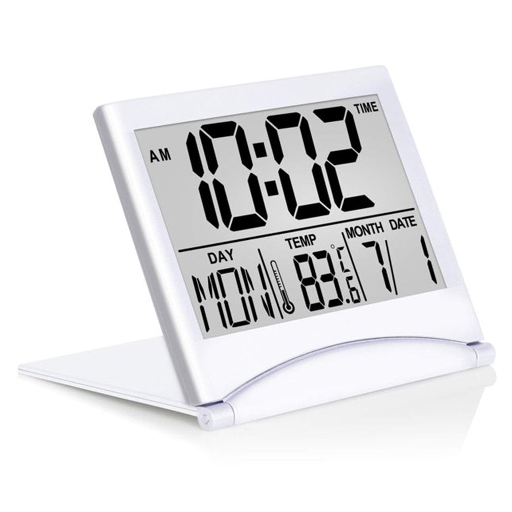 Digital Alarm Clock LCD Display Calendar Snooze Thermometer Table Desk Clock 