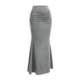 thumbnail image 2 of LWavelet Ruched Mermaid Midi Skirt Women Daily Casual Flowy Slim-Fit Versatile Bottoms Gray M, 2 of 4