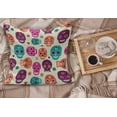 thumbnail image 2 of Sugar Skull Fluffy Throw Pillow Cushion Cover, Colorful Skull Silhouettes Hearts and Flowers Carnival Celebration Theme, Rectangle Accent Pillow Case, 26" x 16", Multicolor, by Ambesonne, 2 of 5