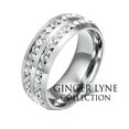 thumbnail image 5 of Two Row Wedding Band Ring Cz Eternity Men Women Ginger Lyne Collection, 5 of 5