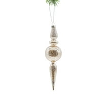 Starlight Collection, Platinum Glass Hanging Round Finial Ornament (Pack of 3)