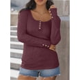 thumbnail image 4 of Womens Long Sleeve Shirts Casual Fall Fashion Clothes Tops Basic Ribbed Knit T Shirts, 4 of 6