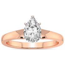 4 Carat IGI Certified Pear Shape Lab Grown Diamond Engagement Ring | 14K Rose Gold | Arielle Solitaire Diamond Ring | FG-VS1-VS2 Quality Friendly Diamonds
