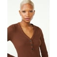 thumbnail image 5 of Free Assembly Women's Ribbed Henley Tee with Long Sleeves, 5 of 5