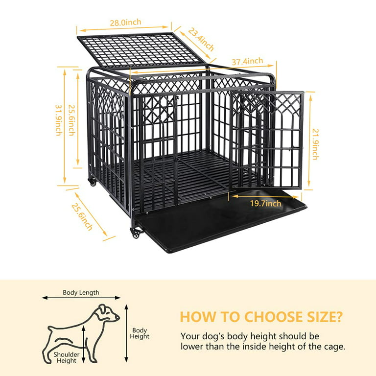 SMONTER Stackable Dog Crates with Divider-Heavy Duty Dog Kennels and Crates for Small Medium and Large Dogs, 38in, Silver