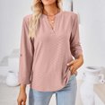thumbnail image 7 of Npasoilc Tops for Women Trendy Textured Jacquard Long Sleeve V-Neck Button Up Cuff Lightweight Breathable Blouse Solid Color Casual Loose T-Shirts, 7 of 7
