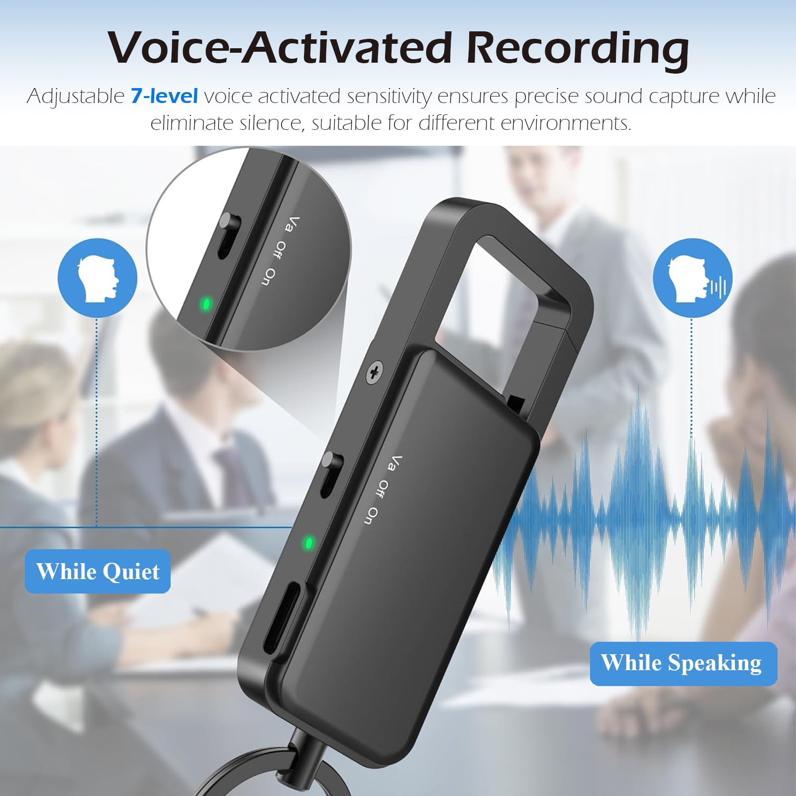 RONY 64GB Voice Recorder with Playback, 2324 Hours Keychain Voice Activated Recorder with Noise Reduction for Lectures, Meetings, Interviews