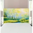 thumbnail image 1 of Country Headboard, Pastoral Paint of a Forest in the Spring Time with Fresh Colored Leaves Trees Art, Upholstered Decorative Metal Bed Headboard with Memory Foam, Twin Size, Green Blue, by Ambesonne, 1 of 4