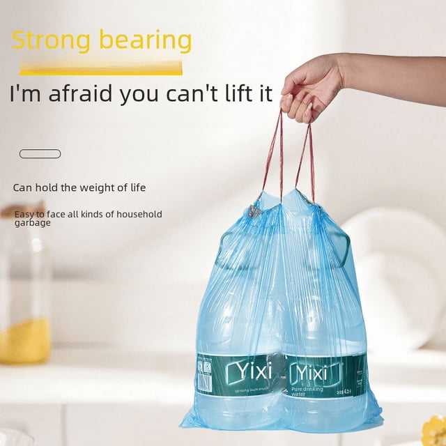 Drawstring garbage bag household thickened extra large 50*60 point break kitchen automatic closing portable plastic bag