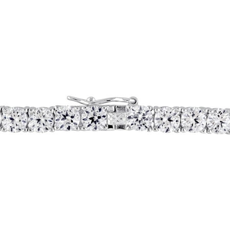 Miabella 14-1/4 Carat T.G.W. Created White Sapphire Sterling Silver Tennis Bracelet