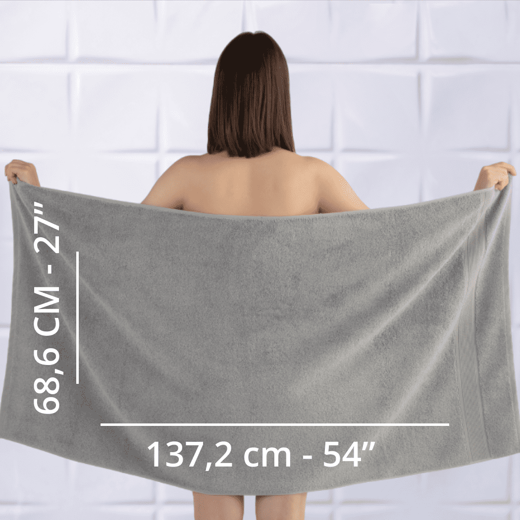 HOME ESSENTIALS 100% Cotton Luxury Turkish Bath Towels Set of 4, 600 GSM  Super Absorbent Towels 27"x54", Lightweight Travel Towel, Quick Dry Towels for Spa, Hotel Bathroom Essentials, Grey