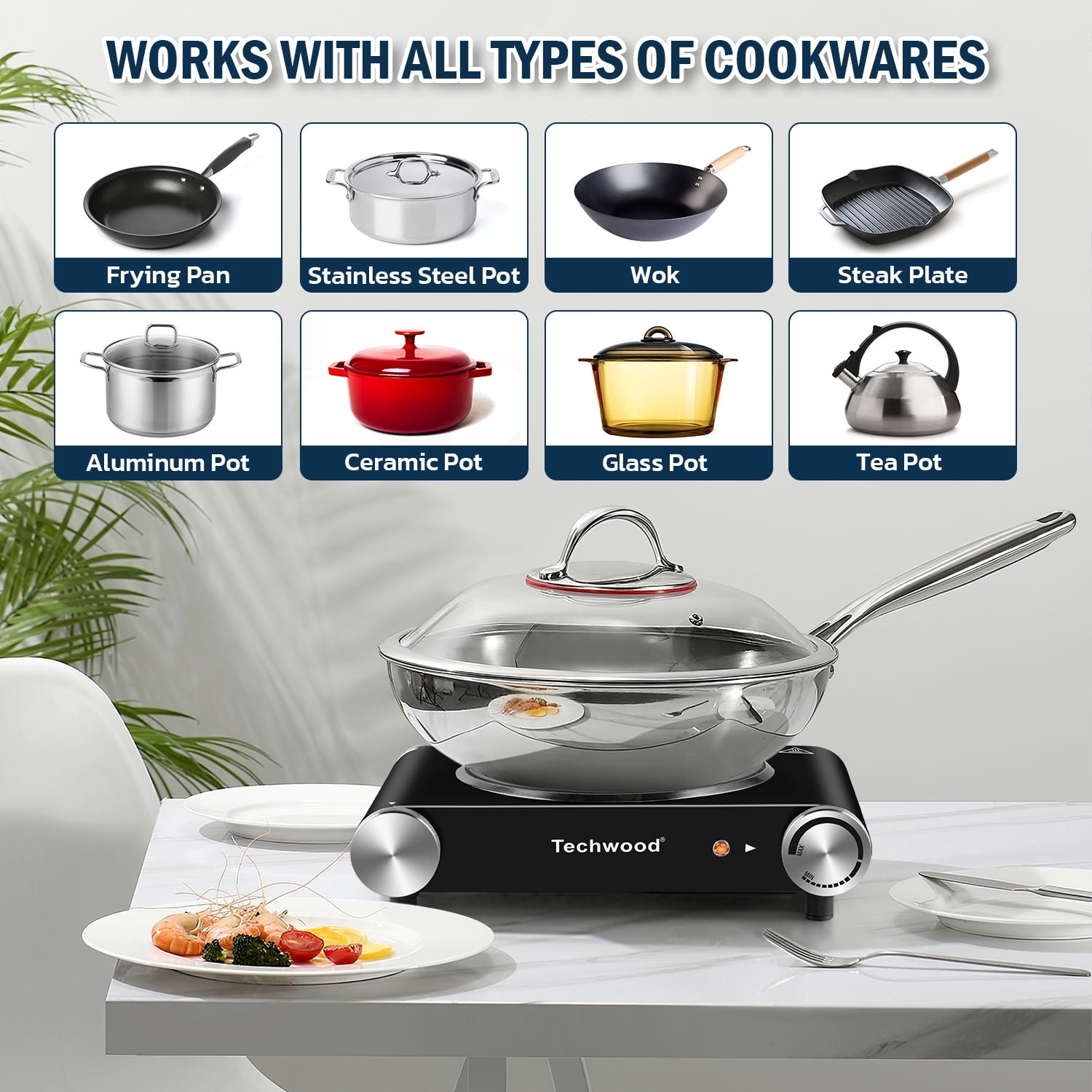 Techwood Infrared 7.1-Inch Countertop Burner with 1 Coil, Black