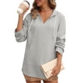 thumbnail image 6 of Bovemsi Women's Long Sleeve Tops Cotton Linen Sleeved Hooded T Shirt Beach V Neck Large Pocket Top Long Sleeve Blouse, 6 of 8