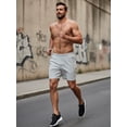 thumbnail image 5 of GIRUNS Men's Athletic Running Shorts Quick Dry with Zipper Pockets Workout Gym Basketball Shorts Gray White 2XL, 5 of 8