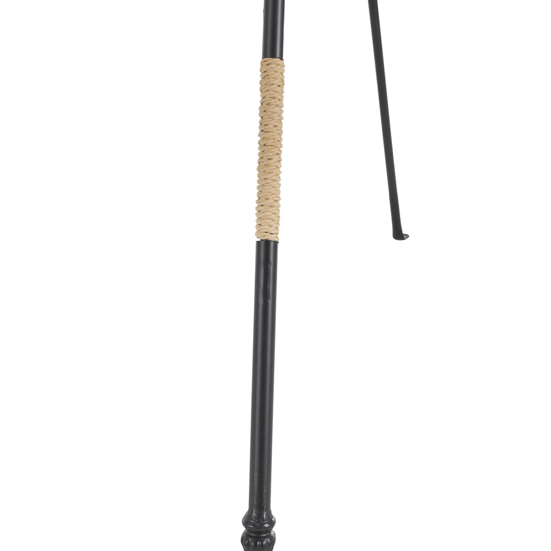 DecMode 25" x 64" Black Metal Slim Foldable Floor 2 Tier Easel with Wrapped Rattan Accents, 1-Piece