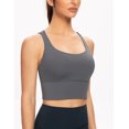 thumbnail image 4 of AGONVIN Women's Strappy Longline Yoga Sports Bra Padded Wireless Crop Top Cami Tank Top Iron Gray Large, 4 of 7