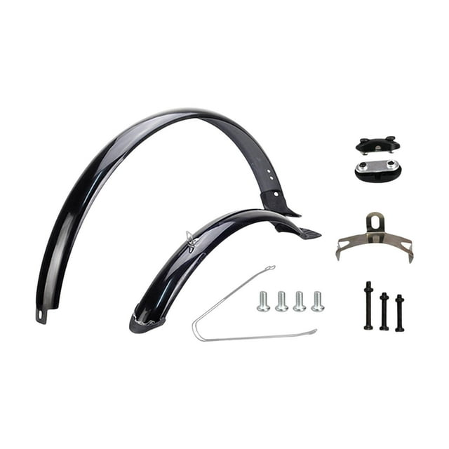 bedienty Garde-boue avant Arrière pour Vélo 26 Pouces Argenté Robuste Noir