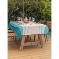 thumbnail image 3 of Outdoor Tablecloth with Umbrella Hole for Patio/Picnic/Party/Camping, Blue Stripes Waterproof Table Cloth Rectangle Table Cover Washable, Modern Gradient Abstract Striped Lines (54"x 80"), 3 of 8