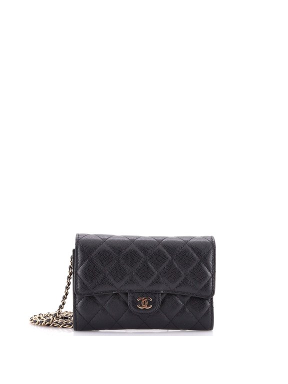 Pre-Owned Classic Flap Wallet Crossbody Bag Quilted Caviar Mini By Rebag