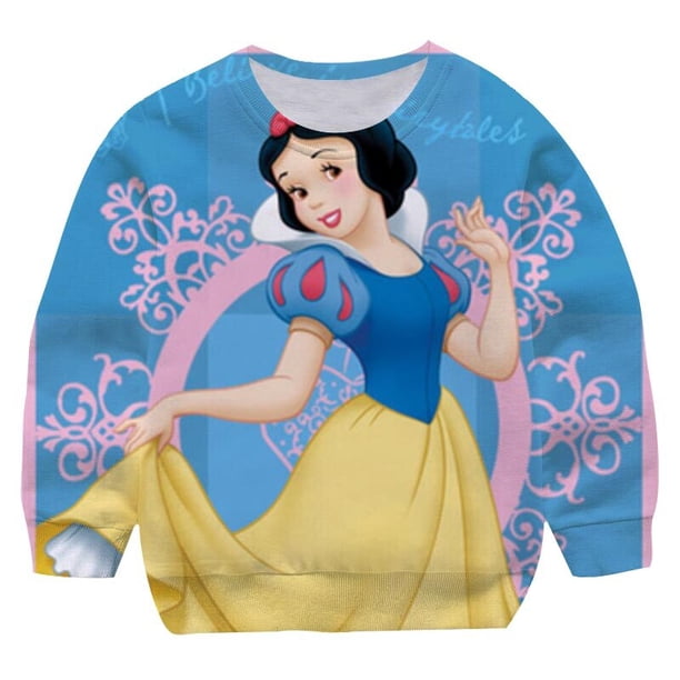 Sudadera de manga larga de princesa Blancanieves de Anime de Disney, ropa de algodón para niños, ropa informal fresca holgada, sudaderas con capucha de moda para niños 4T Gao Jinjia LED
