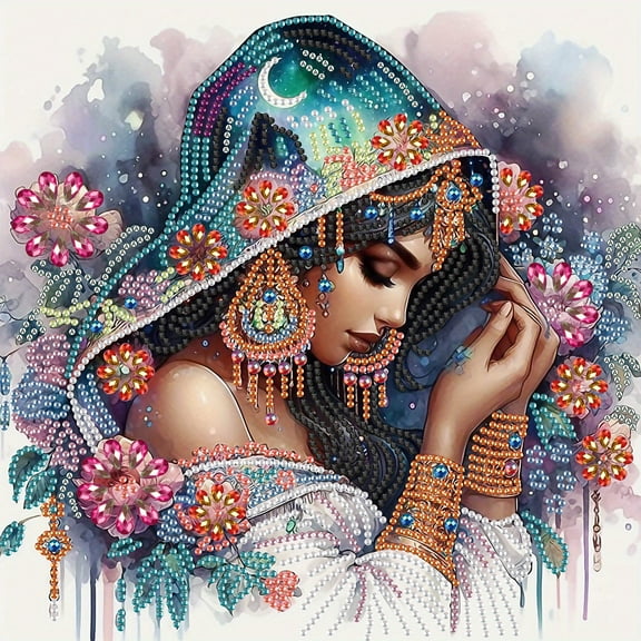5D DIY diamond art painting kit, beautiful lady side face special shape diamond canvas, namely can relieve stress relaxation and can be used for home wall decoration
