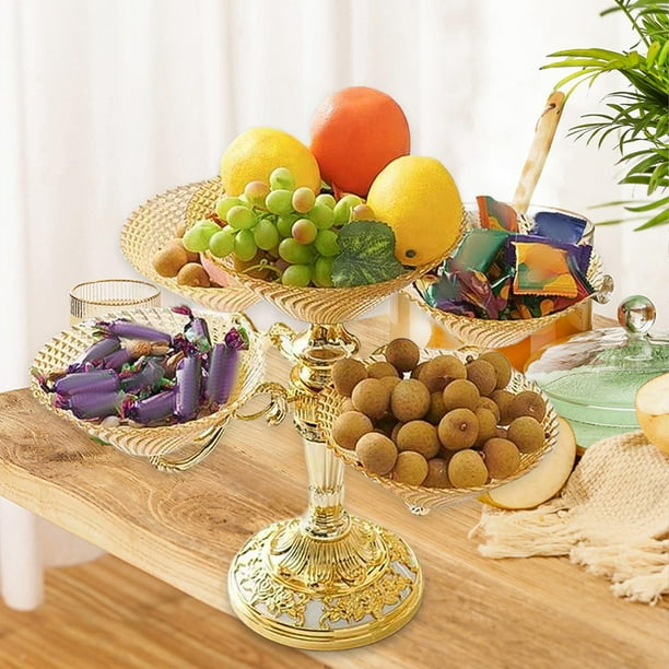 Bandeja giratoria para servir bocadillos, plato para frutos secos, frutero, organizador moderno para almacenar alimentos para la cocina, la oficina, amarillo