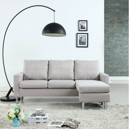 Modern Reversible Small Space Configurable Linen Sectional