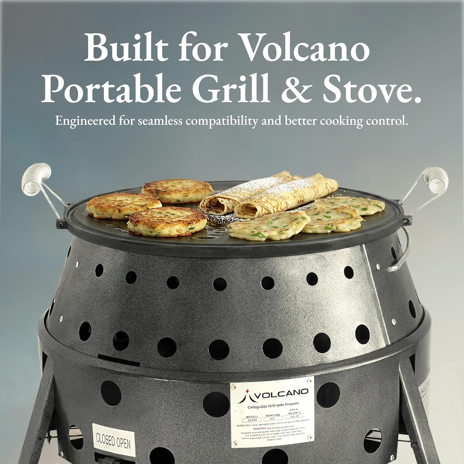 Volcano Grills Reversible Cast Iron Griddle & Skillet 40-013 – Pre-Seasoned Double-Sided Grill Pan for Camping, Outdoor Cooking & Kitchen Use, Heavy Duty Non-Stick Cast Iron
