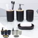 thumbnail image 1 of Juego de cuatro piezas de baño de plástico | Soporte para cepillo de dientes | Vaso de enjuague bucal | Dispensador de jabón | Caja de jabón | Accesorios de baño modernos | Blanco o Negro | ABS, 1 of 7