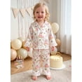 thumbnail image 3 of Cjfdfy Toddler Baby Girls Birthday Pajamas Outfits Goose Bow Cake Print Lapel Long Sleeve Lace Trim Tops And Pants Set Cute My Birthday Party Fall Winter Sleepwear 1-7Y, 3 of 9