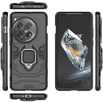 FIEWESEY For OnePlus 12 5G/ OnePlus 12R 5G Phone Case Shockproof Rugged Kickstand Armor Case Built in Ring - OnePlus 12 5G, Black