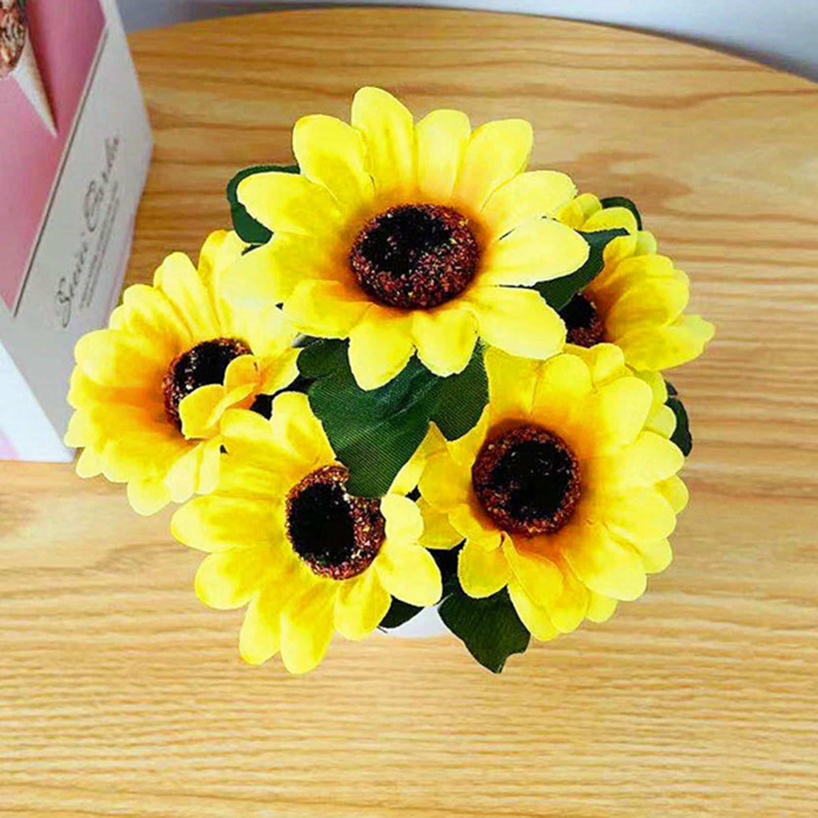 Cheer.US Artificial Sunflowers Pot, Silky Artificial Sunflower Bonsai ...