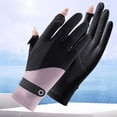 thumbnail image 3 of Guantes de nailon con protección solar y seda helada para mujer, guantes de pantalla táctil de dos dedos, guantes de conducción finos, transpirables y antidesgaste, 3 of 6