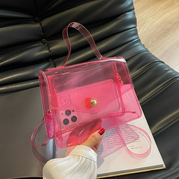 Bolso cruzado transparente para mujer, bolso de mano informal de PVC transparente para mujer (rosa) Ndcxsfigh Para Estrenar