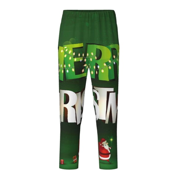 Xecao Merry Christmas Print Teenagers' Pajama Pants Long Sleep Pants Soft Elastic Waist Pajama Bottoms Elastic waist with 2 Pockets 5-16 Years-XS(5-6)