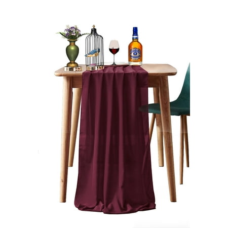 

MDS Pack of 5 Wedding 27 x 120 inch Chiffon Table Runner for Wedding Decoration 10ft Runners - Eggplant