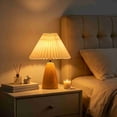 thumbnail image 2 of Walnut Shaped Desk Lamp With Pleated Shade, Faux Wood Grain Bedroom Bedside Table Lamp, Small Night Light With 3-Level Dimmable Brightness for Home Decor, 2 of 6