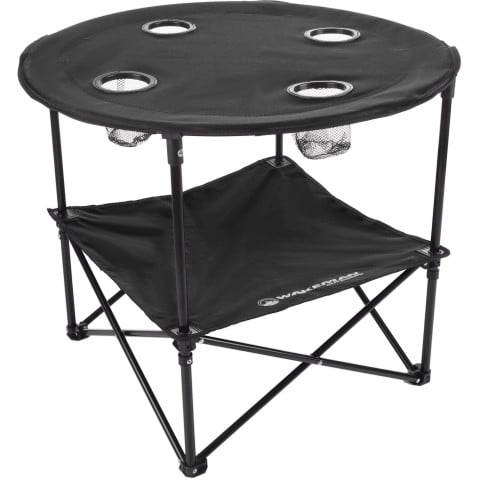 Wakeman Outdoors Folding Camping Table with Cupholders and Carry Bag, Black