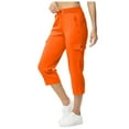 thumbnail image 3 of UJNDER Women's Wide Leg Pants Fashion Drawstring Elastic Work Pants Comfy Straight Leg with Pockets Orange XL, 3 of 9