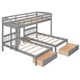 thumbnail image 6 of Churanty 3 Twin Triple Bunk Beds with Storage Drawers, Twin Over 2 Twin Bunk Bed Frame with Guardrails and Ladder for Kids Boys Girls Teens Adults, 6 of 11