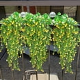 thumbnail image 6 of 2 Pcs Artificial Hanging Flowers Plants, Fake Flower Ivy Boxwood Greenery Shrubs for Indoor Outdoor Wedding Garden Decorations, Yellow, 6 of 6