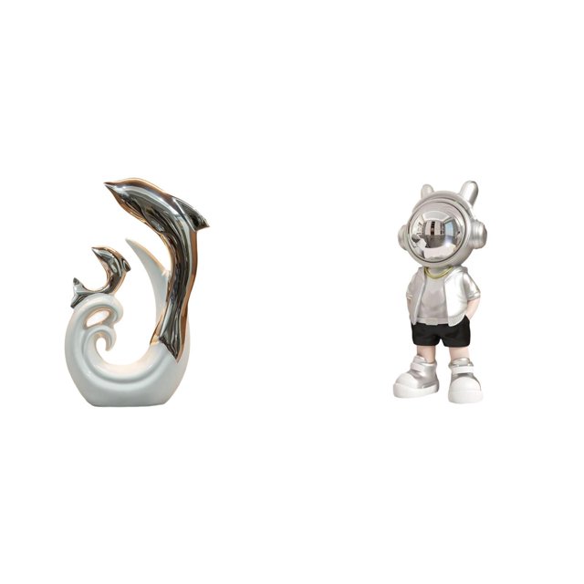 Estatua de delfín de cerámica, figura de escritorio, escultura de resina blanca, arte decorativo, ideal para regalar, decoración del hogar