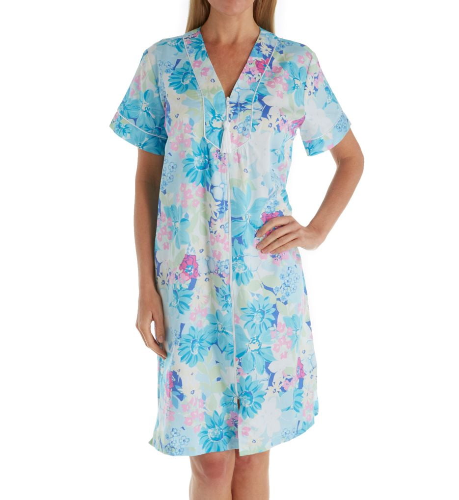 Miss Elaine Women's Miss Elaine 839738 Printed Sateen Short Zip Robe