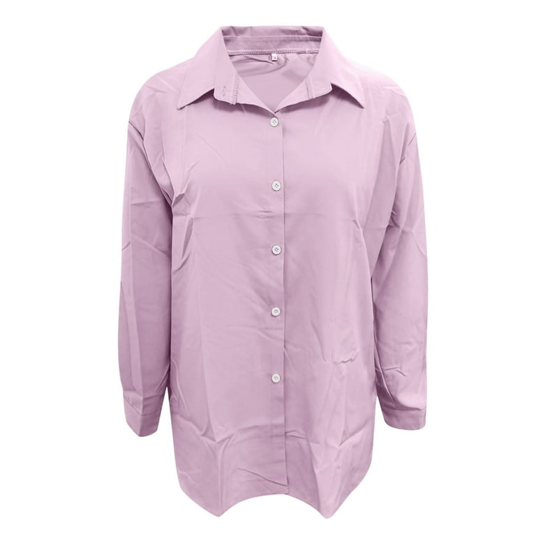 NKOOGH Zipper Tops for Women Shirts for Women Tall Women'S Top Size Solid  Casual Plus Long Blouse Shirt Loose Sleeve Button Women'S Blouse