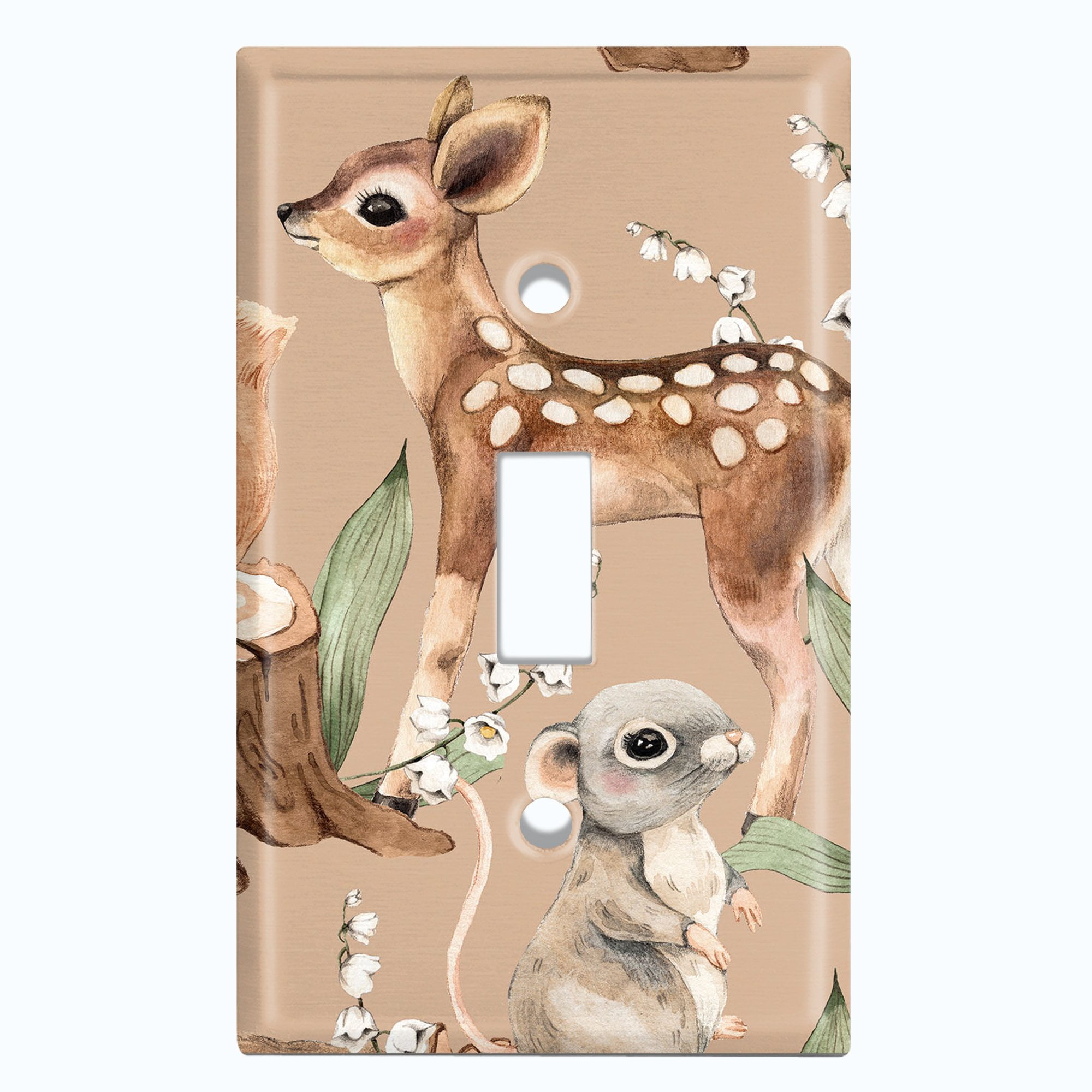 Metal Light Switch Plate Cover Cute Forest Animals Squirrel Mouse ANM015 - Metal Light Switch Plate Cover Cute Forest Animals Squirrel Mouse ANM015 -