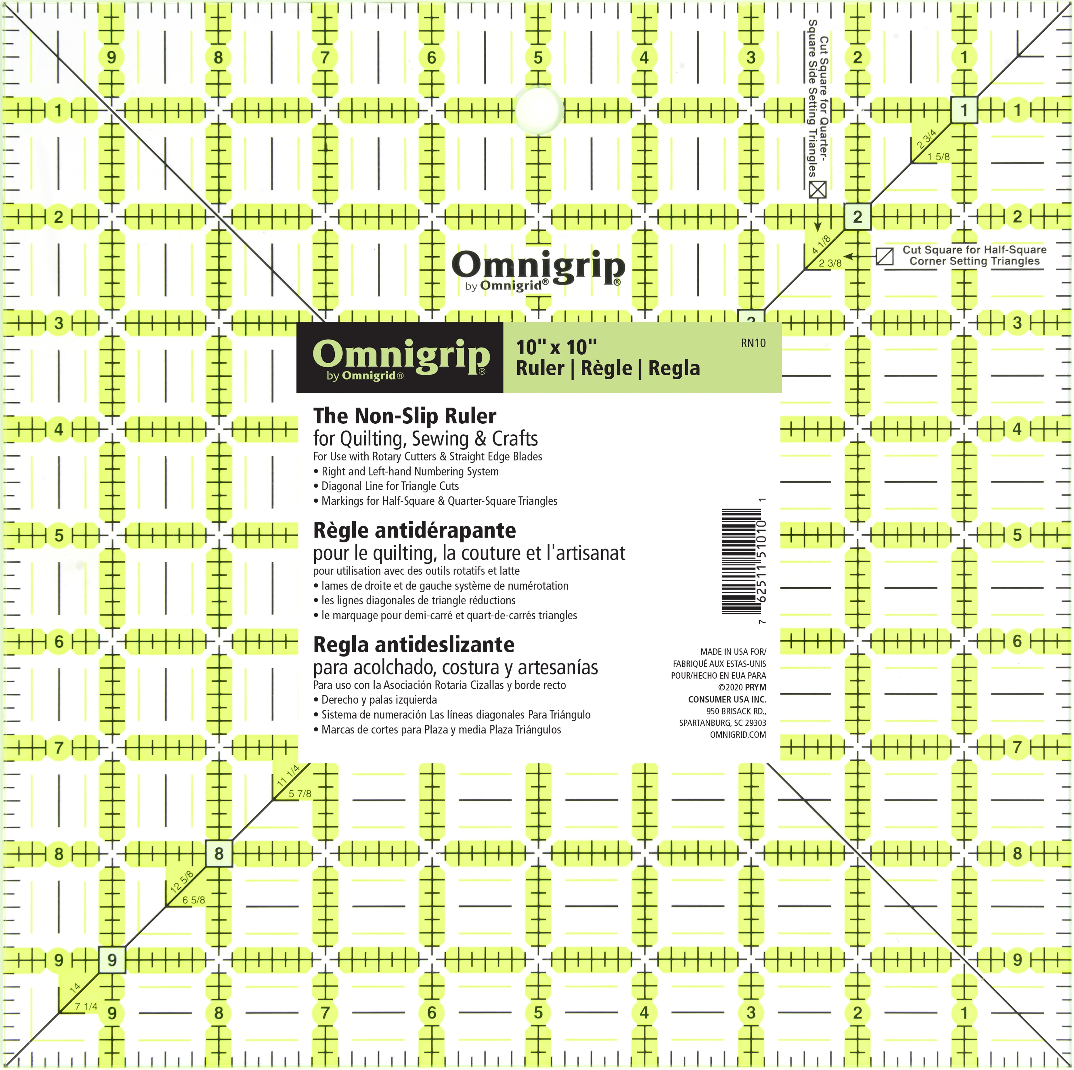 Omnigrid Omnigrip Neon Ruler 20.5 x 20.5