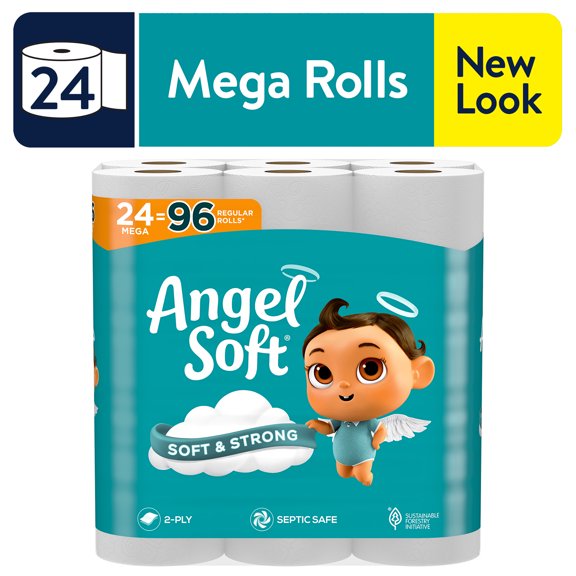 Angel Soft Toilet Paper, 24 Mega Rolls, 2-Ply Toilet Tissue