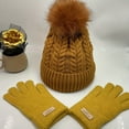 thumbnail image 3 of SUGARMOM 1set Cozy Winter Women‘S Knit Beanie and Gloves Set with Faux Fur Pom  Cotton Blend  Elastic Band  Ear Flaps - Hand Washable, 3 of 6
