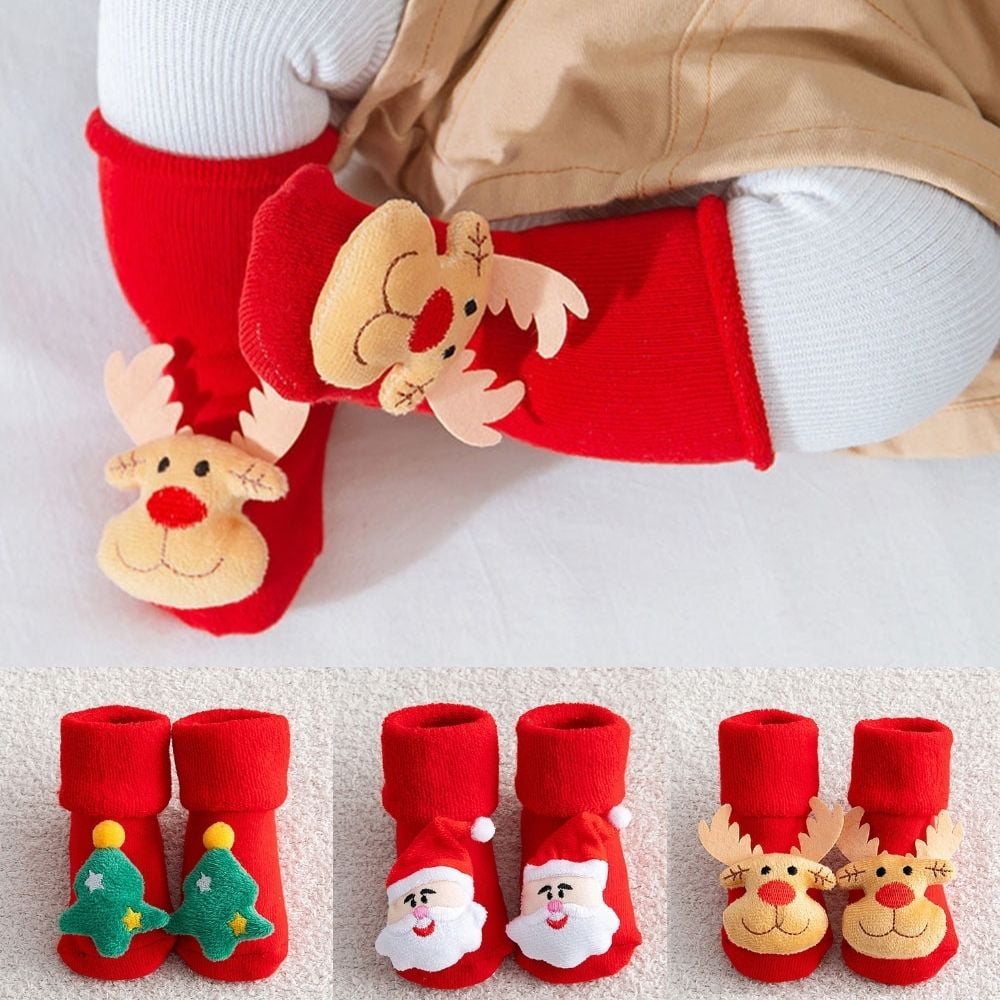 Kids Children Socks for Girls Boys Thicken Print Cotton Toddlers Baby Christmas 